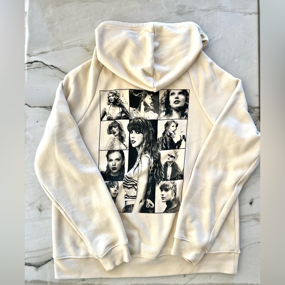 Official exclusive Taylor Swift Eras Tour Beige Hoodie with Merch bag sizeSMALL